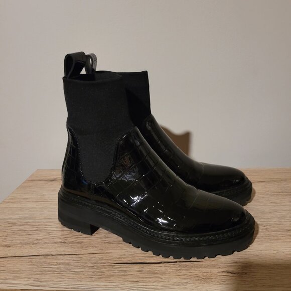 Loeffler Randall Black Bridget Chelsea Combat Boots SZ 5 - Picture 3 of 6